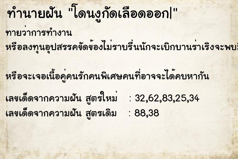 ทำนายฝันทำนายฝันโดนงูกัดเลือดออก|